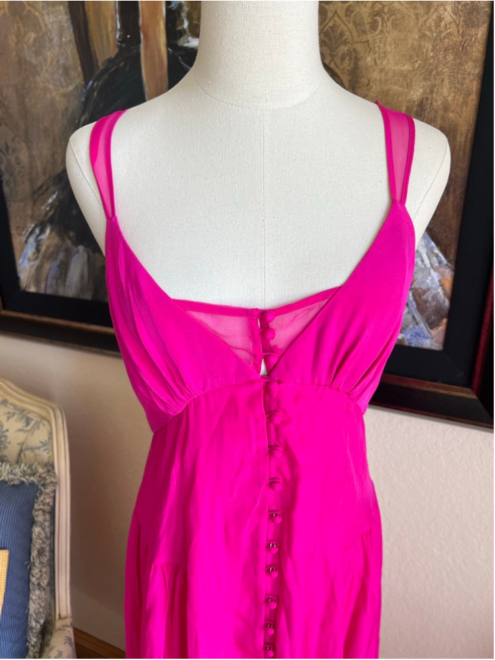 NWT LA LIGNE Pink Silk Midi Dress L - Picture 9 of 16